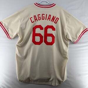 1245 2XL Caggiano #66 Rideouts Cream Baseball Jersey